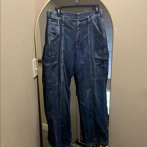 GAP Women's denim cargo Jeans - Dark Blue